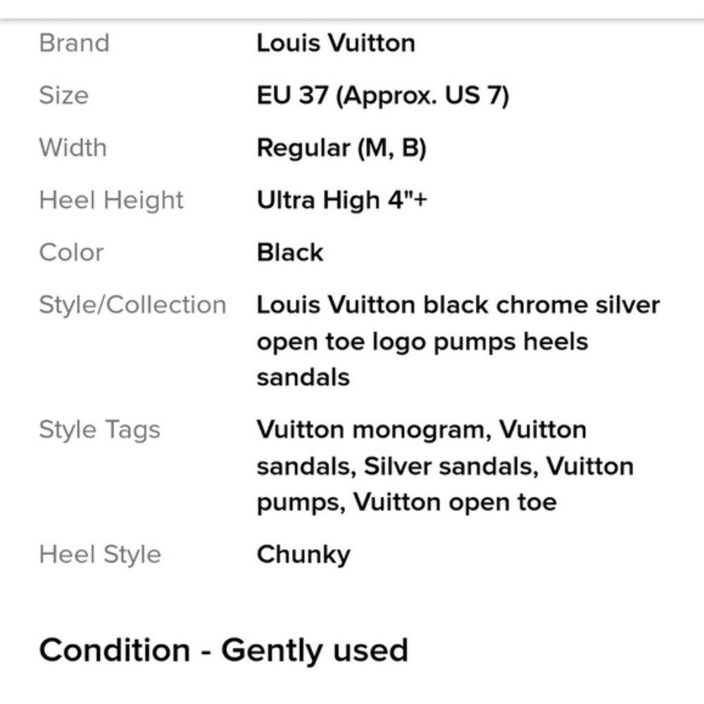 L Vuitton black chrome silver open toe logo pumps - Picture 7 of 7